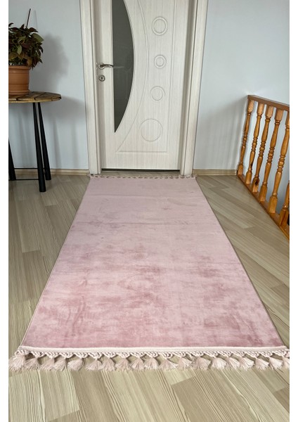 Novus Home Yıkanabilir Kaymaz Tabanlı Zen Serisi Pembe Rengi Bambu Halı.