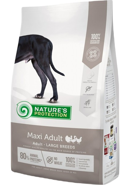 Nature's Protection Maxi Adult Large Breeds Poultry %80 Hayvansal Proteinli Düşük Tahıllı Kümes Hayvanlı Büyük Irk Köpek Maması 12 kg