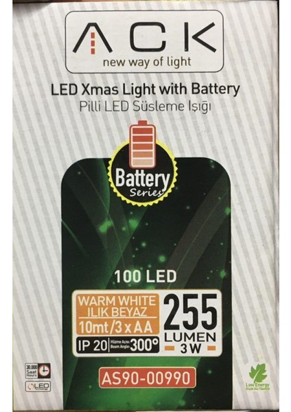 Ack Pilli 100 Ledli Süsleme Işığı Gün Işığı Ack AS90-00990 Ack fırsatları