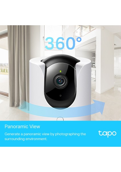 Tapo C225, 2K QHD Wi-Fi Güvenlik Kamerası, Yapay Zeka Desteği, Hareket Tespit ve Takibi, 360°, Renkli Gece Görüşü, Çift Yönlü Sesli İletişim, Bulut/Yerel Depolama, Bebek Ağlaması Tespiti