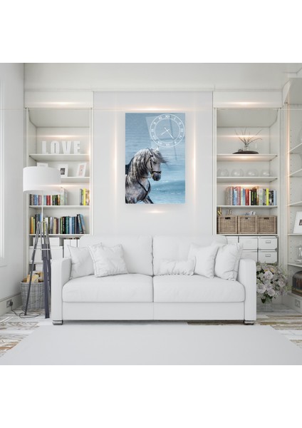 Saatli Beyaz At Cam Tablo fiyatları