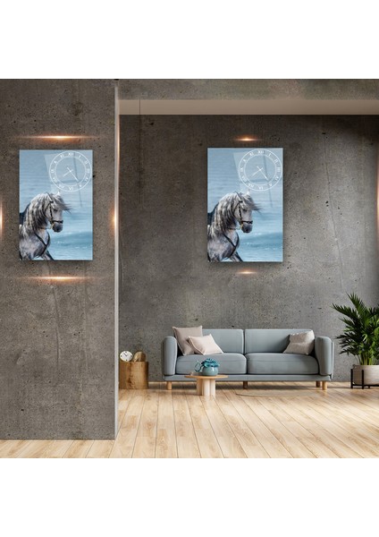 Saatli Beyaz At Cam Tablo modelleri