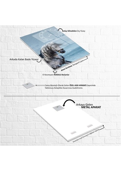 Saatli Beyaz At Cam Tablo fırsatları