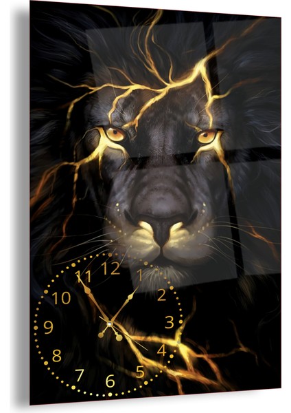 Saatli Aslan Cam Tablo