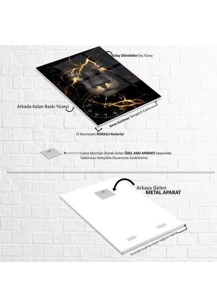 Saatli Aslan Cam Tablo fırsatları