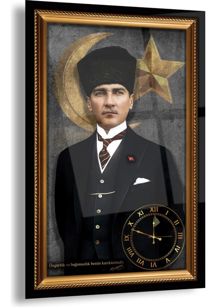 Saatli Atatürk Cam Tablo