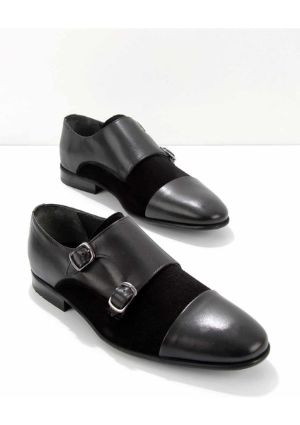Siyah Siyah Süet Leather Erkek Klasik Ayakkabı E01755122803