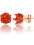 925 Ayar Gümüş, Orange Taşlı Rose Kaplama Lotus Çiçeği Küpe 1