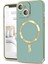 Apple iPhone 13 Mag Safe Özellikli Lens Korumalı Luxury Silikon Kılıf - Turkuaz 1