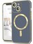 Apple iPhone 13 Mag Safe Özellikli Lens Korumalı Luxury Silikon Kılıf - Petrol Mavisi 1