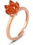 925 Ayar Gümüş, Orange Taşlı Rose Kaplama Ayarlanabilir Lotus Çiçeği Yüzük 1
