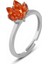 925 Ayar Gümüş, Orange Taşlı Rodyum Kaplama Ayarlanabilir Lotus Çiçeği Yüzük 1