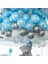 50 Adet Açık Mavi-Beyaz-Gümüş Metalik Balon 5 mt Balon Zinciri Parti Balon Seti 1