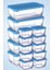 15 Parça Snowbox Mavi Kapaklı Saklama Kabı Takımı / 5 Büyük + 10 Küçük / Özel Set 1