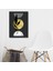 Iskandinav Tarz Siyah Zeminde Minimalist Geometrik Gold ve Beyaz Daire ve Siyah Yaprak Kanvas Tablo 2