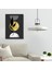 Iskandinav Tarz Siyah Zeminde Minimalist Geometrik Gold ve Beyaz Daire ve Siyah Yaprak Kanvas Tablo 3