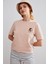 Unisex Snoopy Bej Nakışlı T-Shirt 2