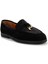 Siyah Süet Leather Kadın Loafer Ayakkabı K01274225402 3