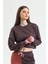 Kahverengi Bisiklet Yaka Crop Sweatshirt 1