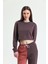 Kahverengi Bisiklet Yaka Crop Sweatshirt 3