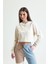 Krem Bisiklet Yaka Crop Sweatshirt 5