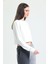 Beyaz Bisiklet Yaka Crop Sweatshirt 3