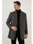 Slim Fit Tek Yırtmaçlı Dik Yaka Kaşe Kaban Erkek Kaban 6440401 1