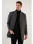 Slim Fit Tek Yırtmaçlı Dik Yaka Kaşe Kaban Erkek Kaban 6440401 4
