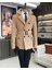 İtalyan stil erkek kısa kaşe trençkot mont kaban Camel T8862 4