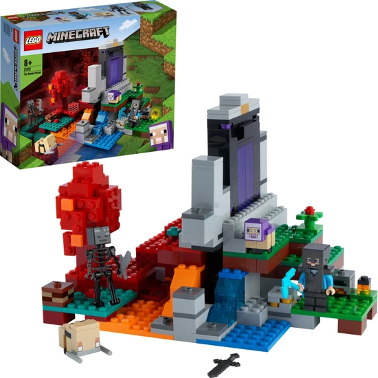 LEGO® Minecraft# Yıkılmış Geçit 21172 -8 Yaş ve Üzeri Macera Oyunları Seven Çocuklar için Steve ve Wither İskeleti İçeren Yaratıcı Oyuncak Yapım Seti (316 Parça)