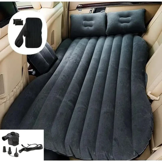 Araba Koltuğu Yatağı Otomobil Arka Koltuk Için Şişme Yatak Komprösörlü Şaft Destekli Siyah Renk