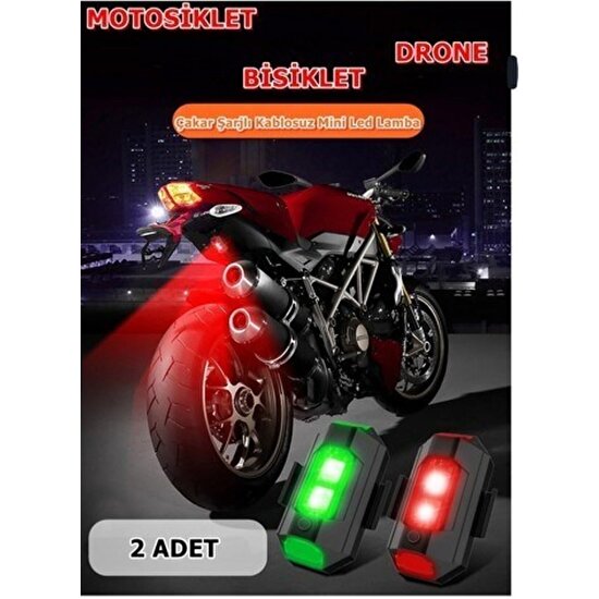Canderel Motosiklet Drone Bisiklet Otomotiv Şarjlı Kablosuz Mini LED Lamba Çakarlı 7 Renk Flaşlı 2