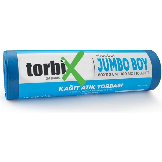 Torbix Sıfır Atık Çöp Poşeti Kağıt Atık Mavi 80*110 cm 10 Rulo 6,5 KG