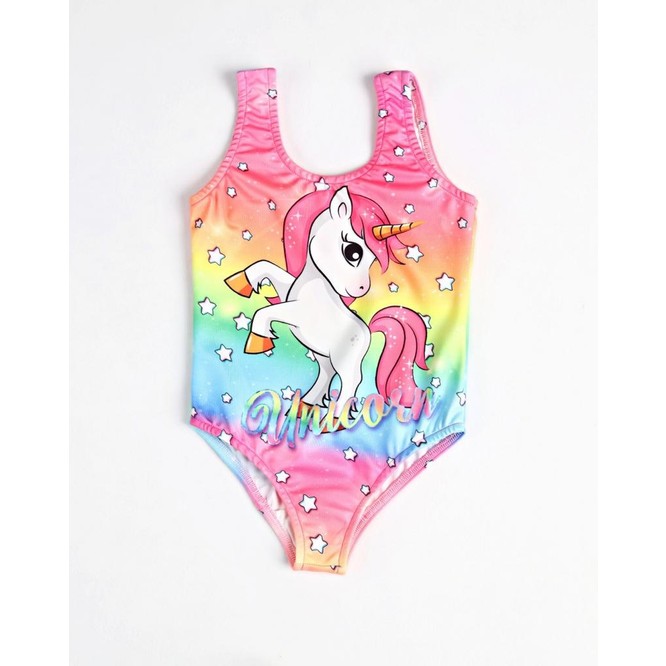 Rs Ramuni Kız Çocuk Mayo Unicorn Dijital Baskılı Deniz Havuz Mayosu