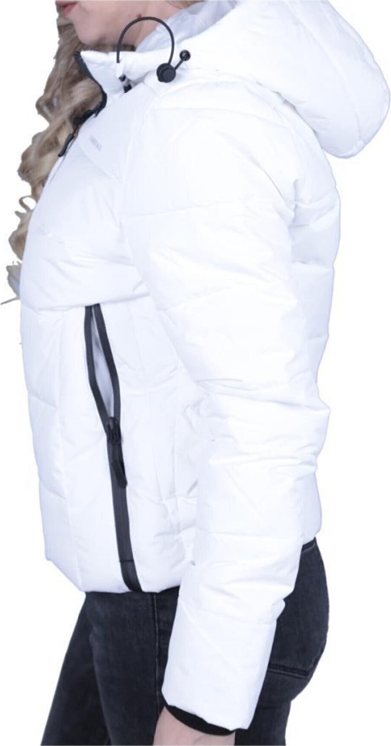 Lumberjack Kadın Kısa Apreski Coat Beyaz Kapüşonlu Mont Regular Fit Özellikli görsel 3