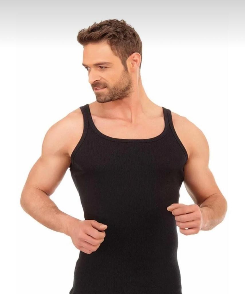 Berrak Erkek Siyah 6"lı Ince Askılı Fitilli Kaşkorse Atlet 1044