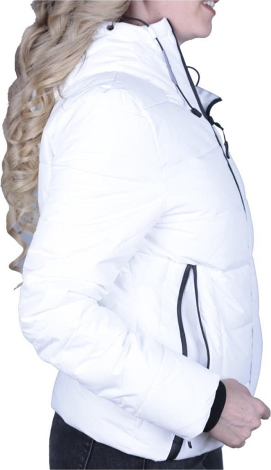 Lumberjack Kadın Kısa Apreski Coat Beyaz Kapüşonlu Mont Regular Fit Özellikli görsel 2