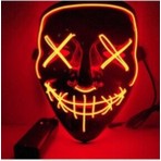 EC Shop Jetcom Hallowen LED Işıklı Neon Maske 3 Modlu Parti Eğlence Maskesi Transparan Kırmızı