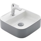 Güral Vit Nova Batarya Delikli Lavabo Mat Gri Beyaz 42 cm x 42 cm