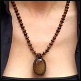 Seven Art Jewelry Rutilli Kuvars, Jasper Taşı ve Akik Kolye, Gümüş Kolye, Kadın Kolye