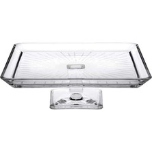 Paşabahçe 950007 Ayaklı Kare Servis Tabağı 24 cm Cam Malzeme Modern Desen