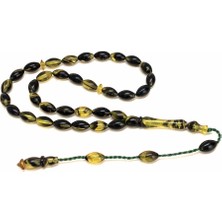 Kehribarkolik Sıkma Kehribar Siyah Hareli Beyzi Model Tesbih