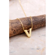 Sümer Telkari V Harfi Altın Kaplama Gümüş Kolye 7912