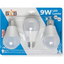 Svs A60 9W E27 3'lü Blister Ampul - 6500K Beyaz Işık