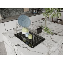 Suntel Banyo ve Mutfak Aksesuarları Suntel Katlanabilir Iki Katlı Tabaklık SM014 Siyah
