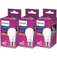Philips Ledbulb 8-60W 806LM E27 New Gen 3’lü Ampul – 2700K - Sarı Işık