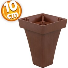 Badem10 Venüs Lüks Mobilya Kanepe Sehpa Tv Ünitesi Koltuk Ayağı 10 cm Kahverengi Ahşap Desenli Baza Ayakları