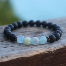 Lightcrop Shungite (Şungit) ve Akuamarin Doğal Taş Bileklik
