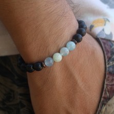 Lightcrop Shungite (Şungit) ve Akuamarin Doğal Taş Bileklik