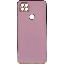 Zamass Xiaomi Redmi 9c Parlak Kenarlı Gold Kamera Korumalı Bark Kapak,mor